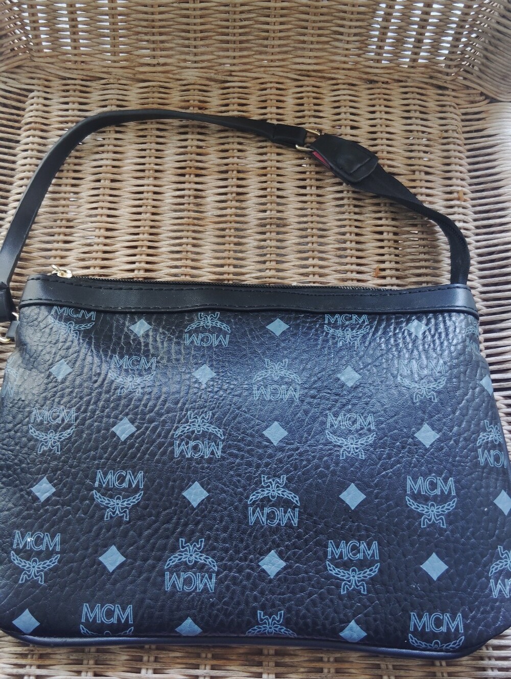 MCM Black Logo-Print Shoulder Bag with Gray Accents - Picture 3 of 6